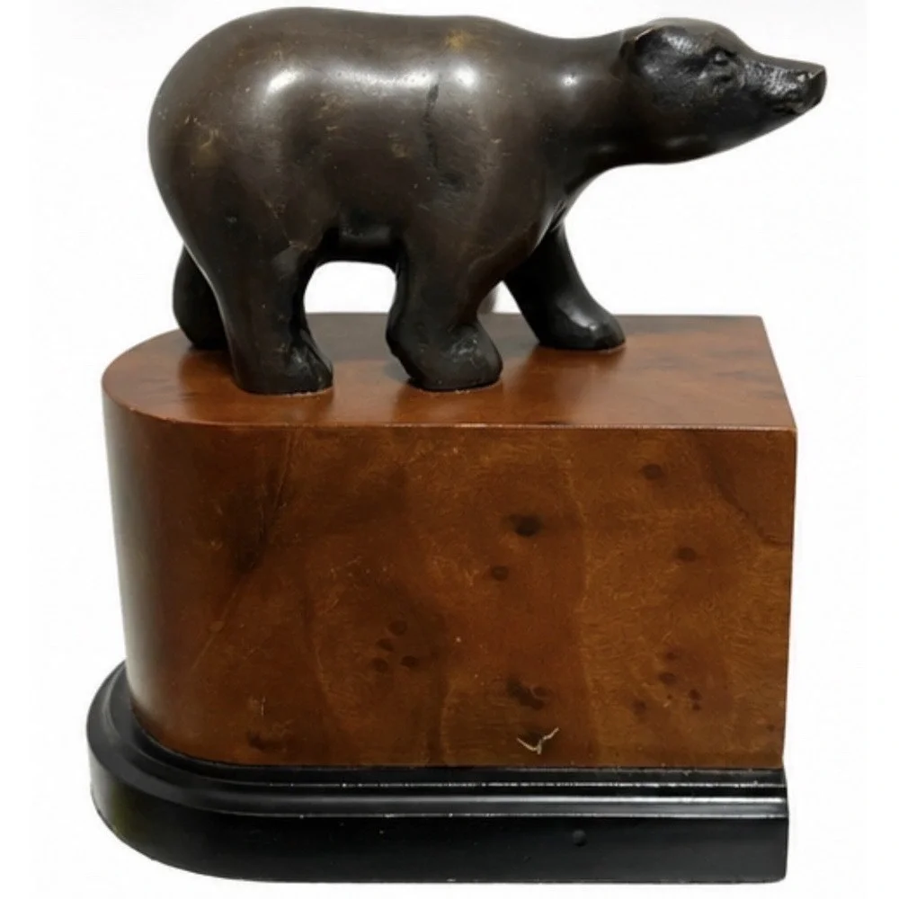 Vintage Wall Street Bookend Financial Market Office Decor Bear Side